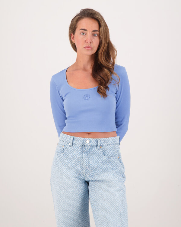 Cropped Lange Mouwen Shirt Blauw