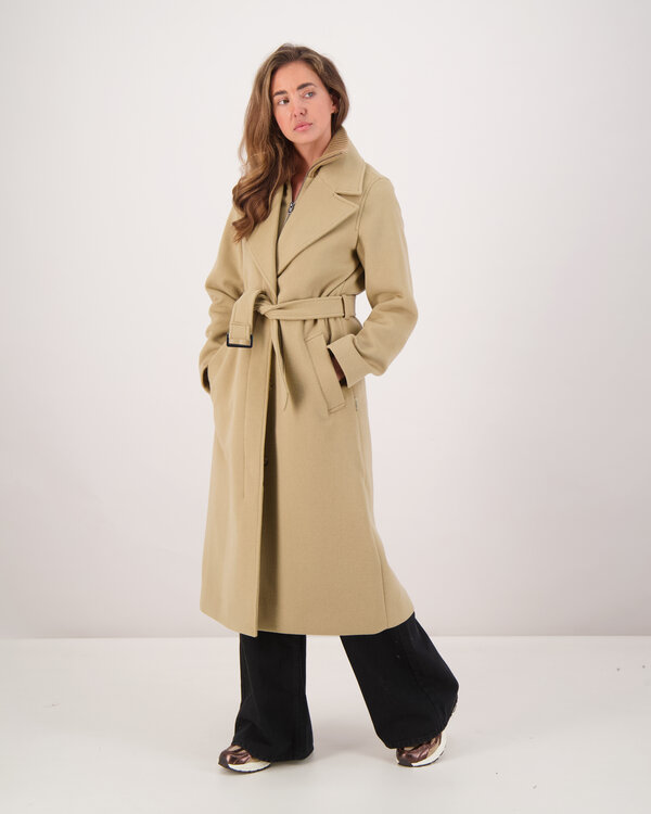 Twill Wool Lange Jas Beige