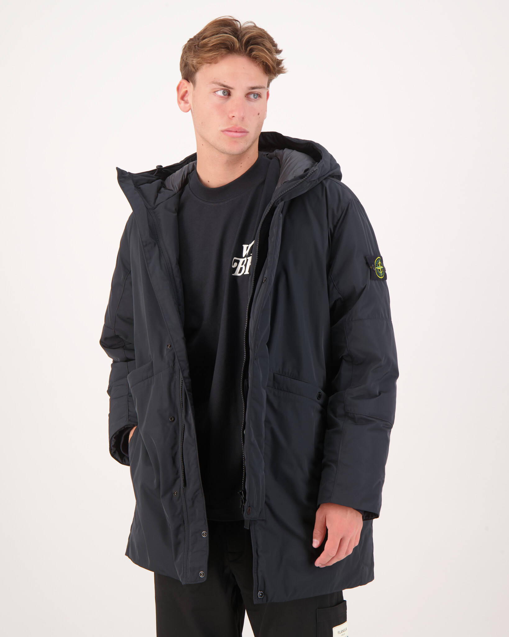 Stone Island 7100008 Micro Twill Hooded Down Parka Jacket Zwart 