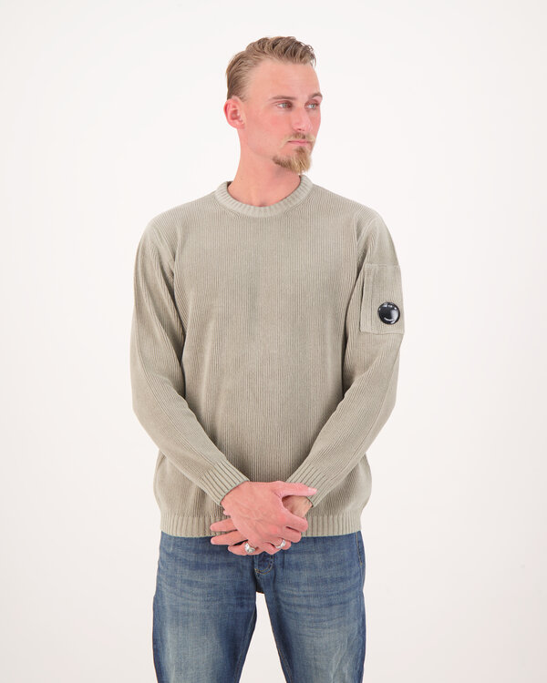 Chenille Katoen Knitwear Crewneck Grijs