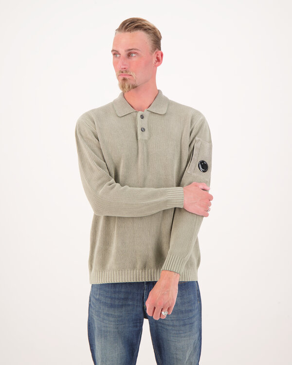 Chenille Katoen Knitwear Polo Grijs