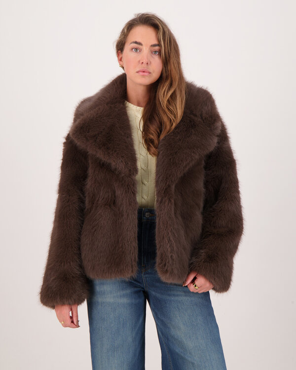 Novi Faux Fur Jas Bruin