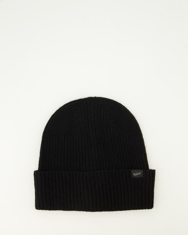 Knitted Ribbed Muts Zwart
