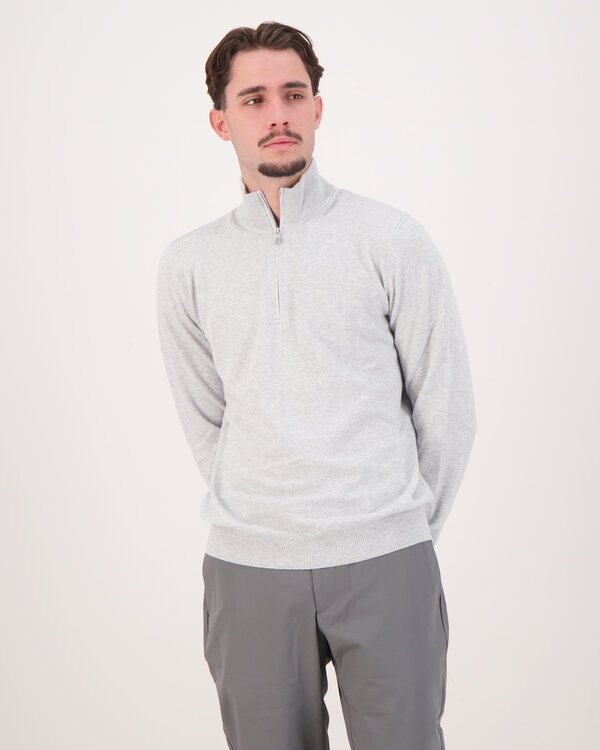 Knitwear Mock Zip Cashmere Sweater Lichtgrijs