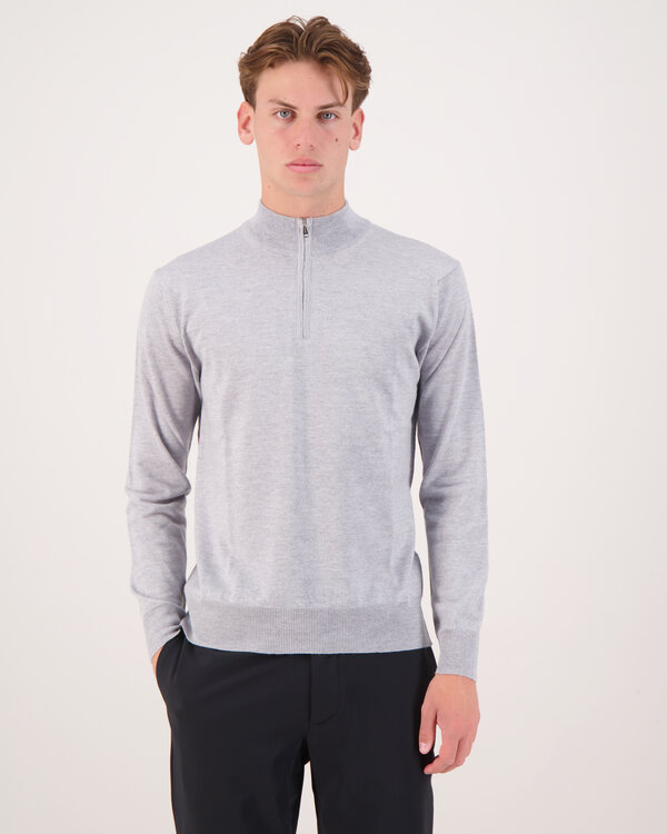 Cashwool Half Zip Lichtgrijs