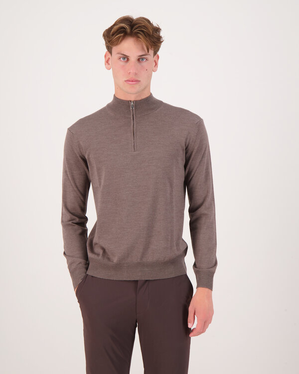 Cashwool Half Zip Grijs