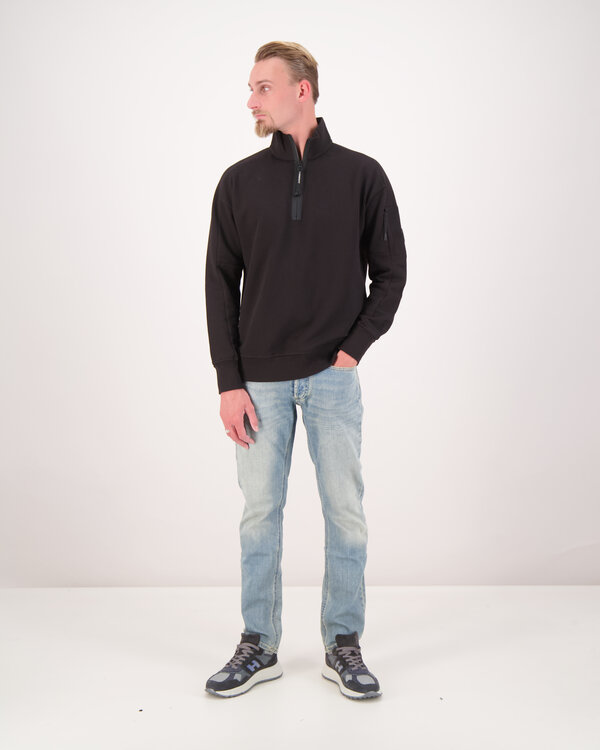 Diagonal Raised Fleece Half Zip Zwart