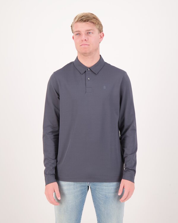 Timon-6 Langarm-Poloshirt Dunkelgrau