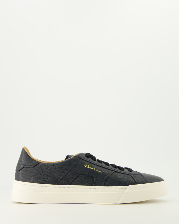 Tumbled Leather Double Buckle Sneaker Blauw