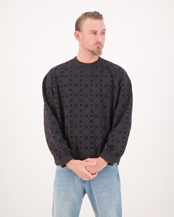 Marine Serre Moonogram Flocked Relaxed Sweater Black Moonogram Flocked Relaxed Sweater Black