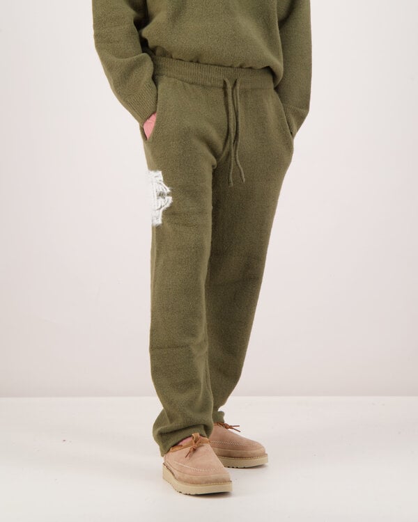 Monogram Fluffy Knit Joggers Khaki