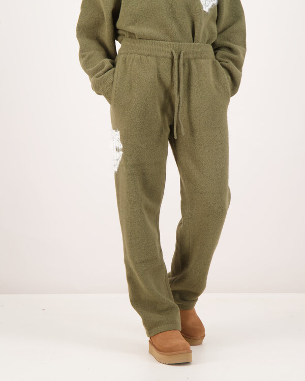 Monogram Fluffy Knit Joggers Khaki