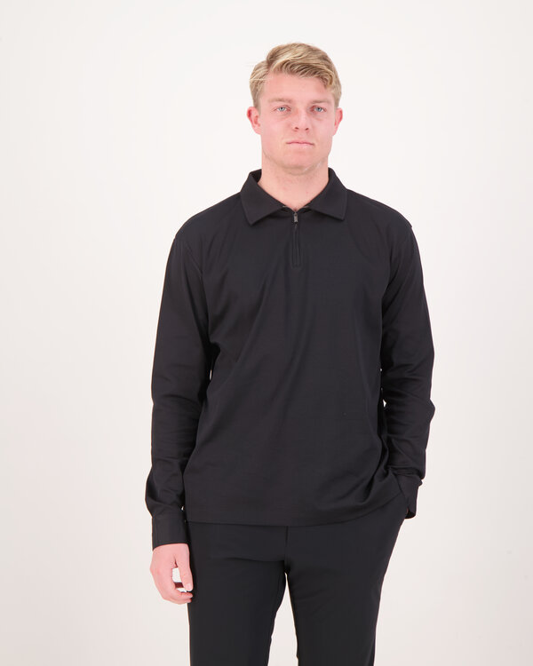 Half Zip Polo Schwarz