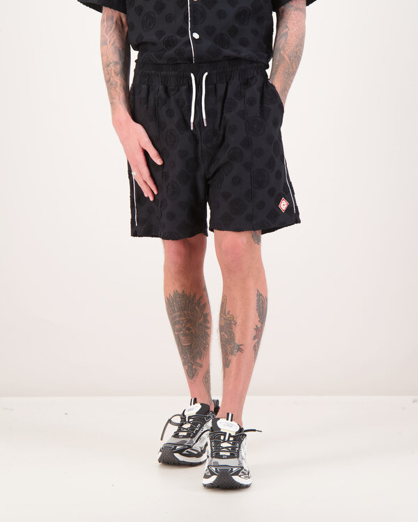 Towelling Monogram Shorts Black
