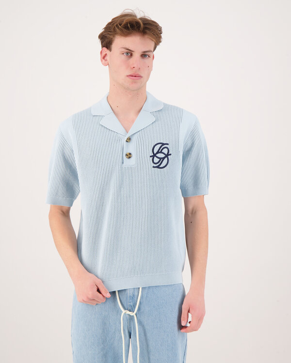 Maille Monogramme Polo Light Blue