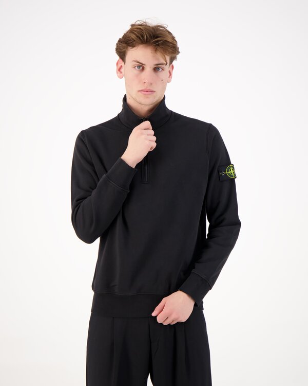 6100070 Organic Cotton Fleece Sweat Troyer Schwarz