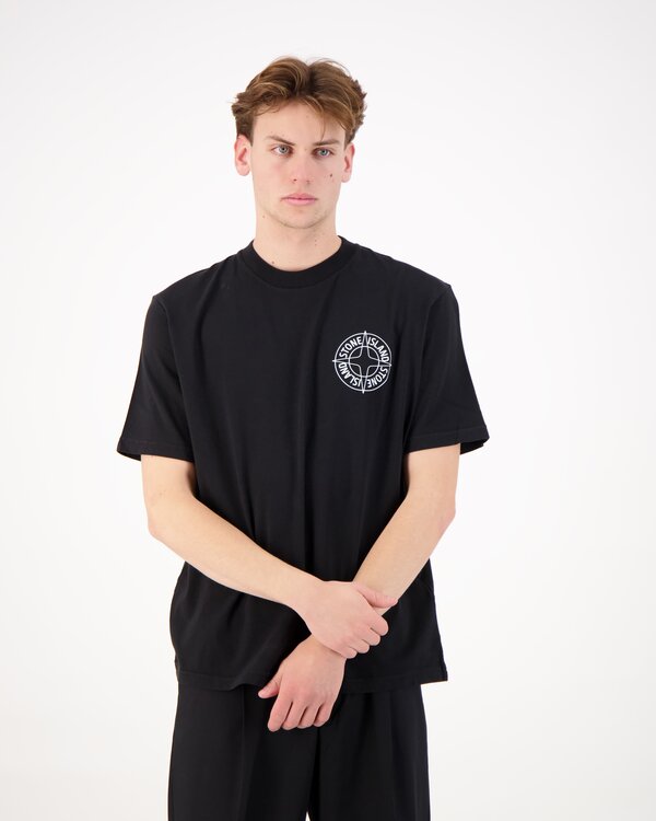 2100001 Organic Cotton Jersey Outlin T-Shirt Black.