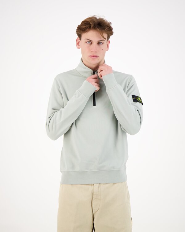 6100070 Organic Cotton Fleece Half-Zip Sage
