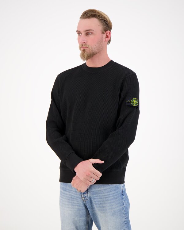 6100056 Organic Cotton Waffle Fleece Sweater Zwart
