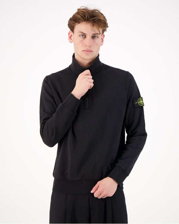 6100070 Organic Cotton Fleece Half-Zip Zwart