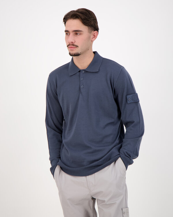 5100076 Light Pure RWS Wool SI Ghost Lange Mouw Polo Blauw