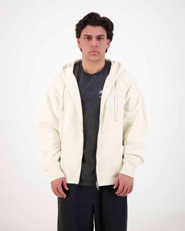 Logo Zip Hoodie Ecru