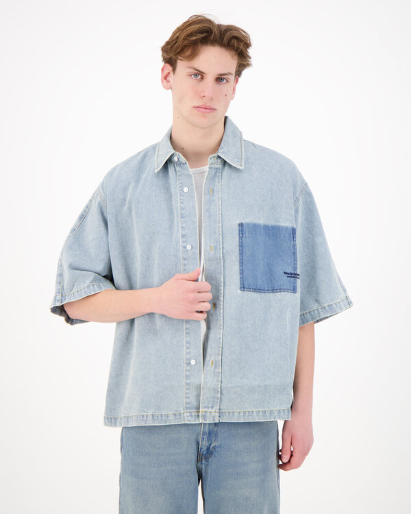 Lyocell Short Sleeves Shirt Light Blue