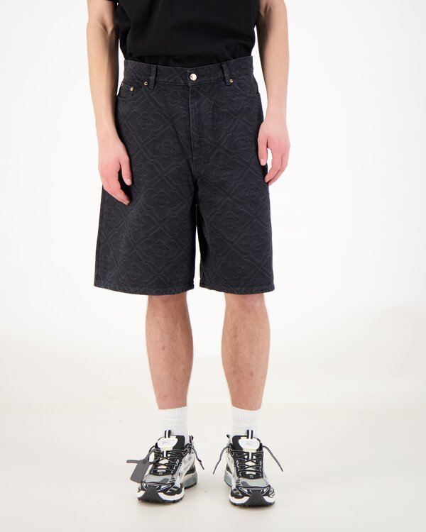 Laser Monogram Denim Short Black