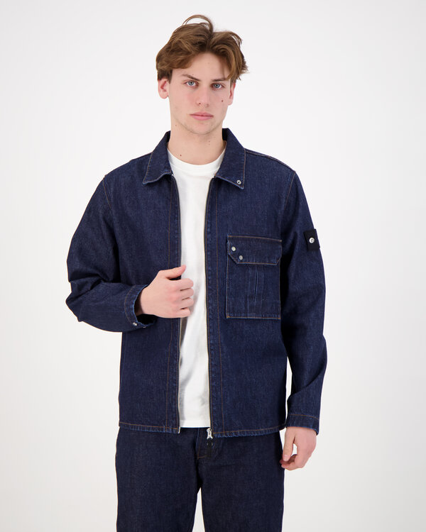 1200002 Denim-Rinsed  Coach Jacket Blau