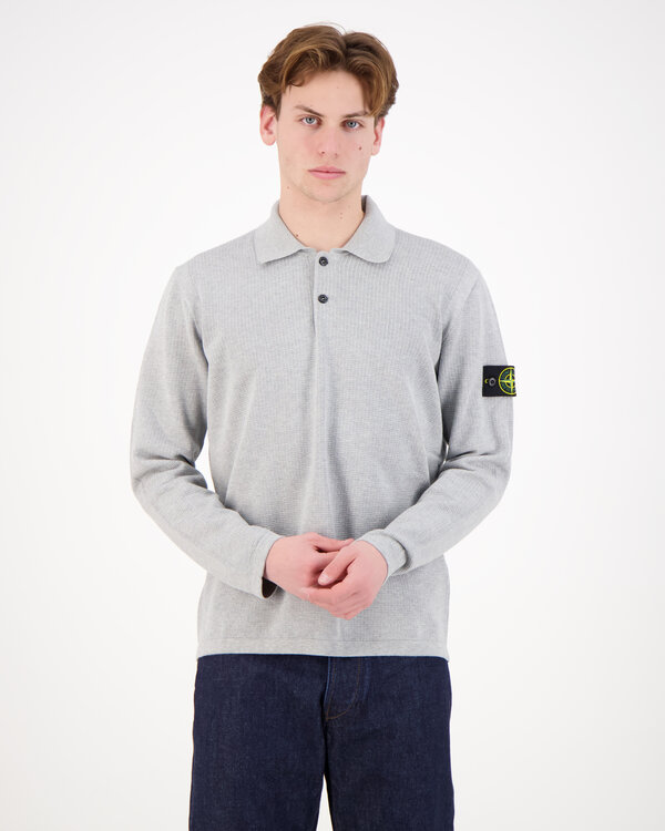 5100024 Micro Stitch Soft Organic Cotton Longsleeve Polo Melange Pearle Grey