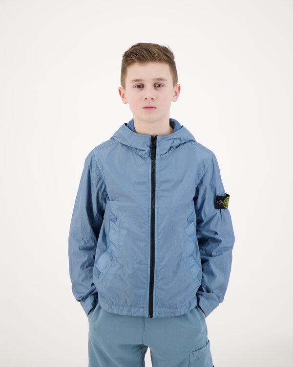 4100003 Crinkle Reps Kurzer Parka Hellblau