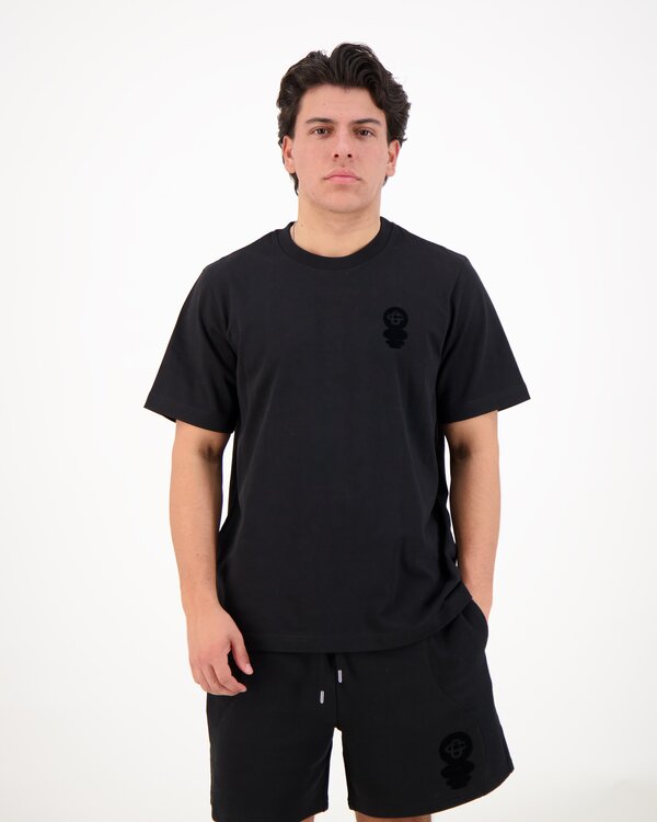 Squash Logo Flock Print T-Shirt Zwart