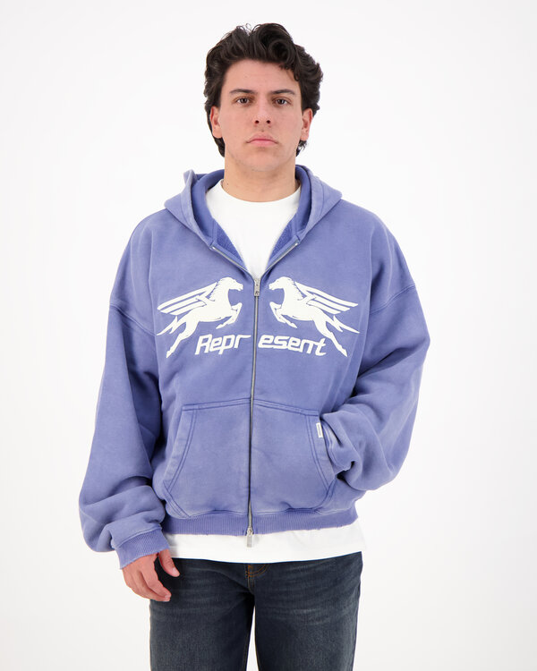 Pegasus Zip Through Hoodie Blauw