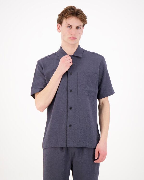 Sunset Monogram SS Relaxed Fit Overshirt Dunkelgrau