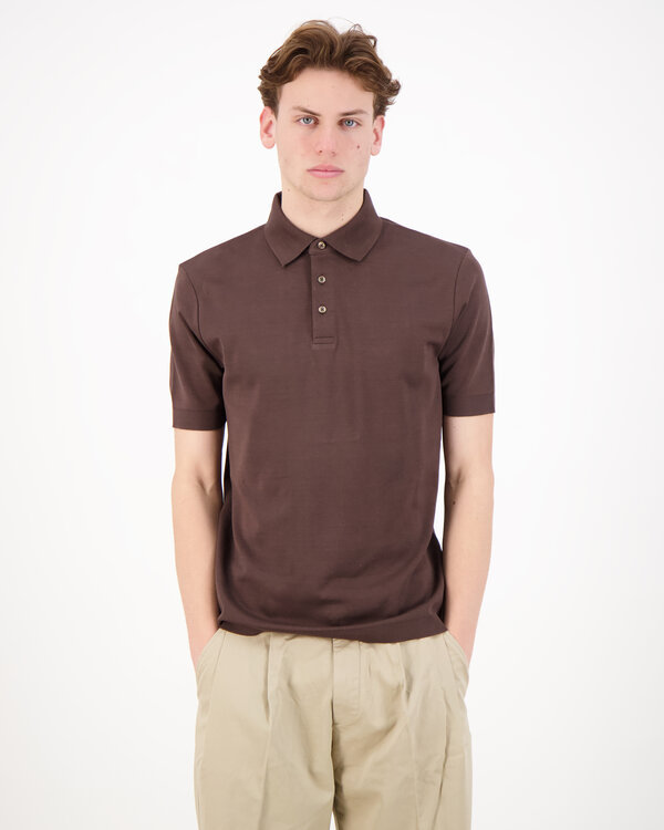 Knitted Polo Shirt Bruin