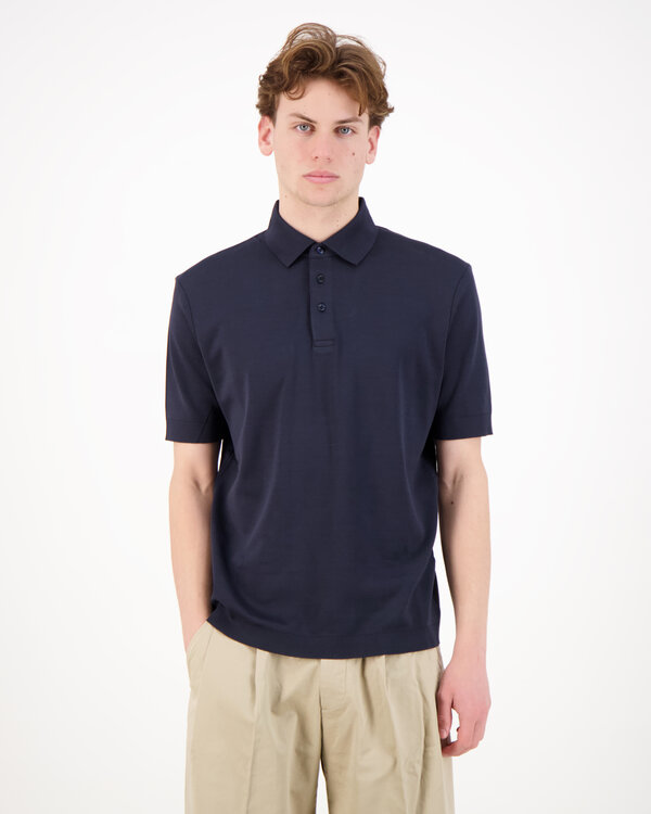 Knitted Polo Shirt Blau