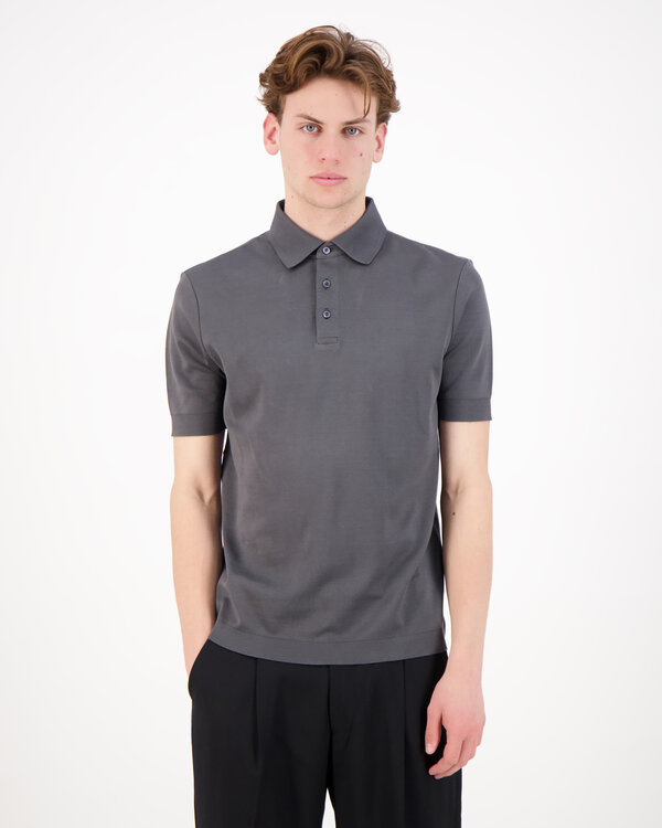 Knitted Polo Shirt Donker Grijs