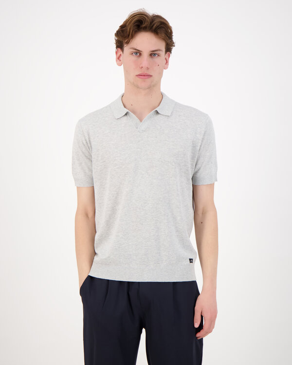 Flynth Cotton Linen Knitted Open Polo Licht Grijs