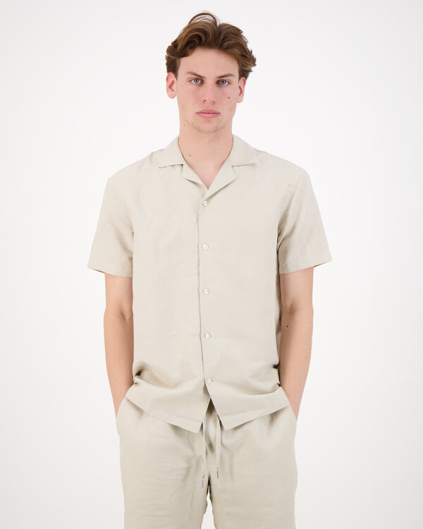 Tanner Stretch Linen Camp Shirt Sand