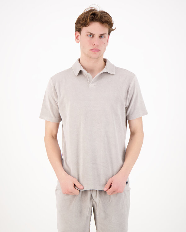 Wright Towelling Retro Polo Shirt Grey