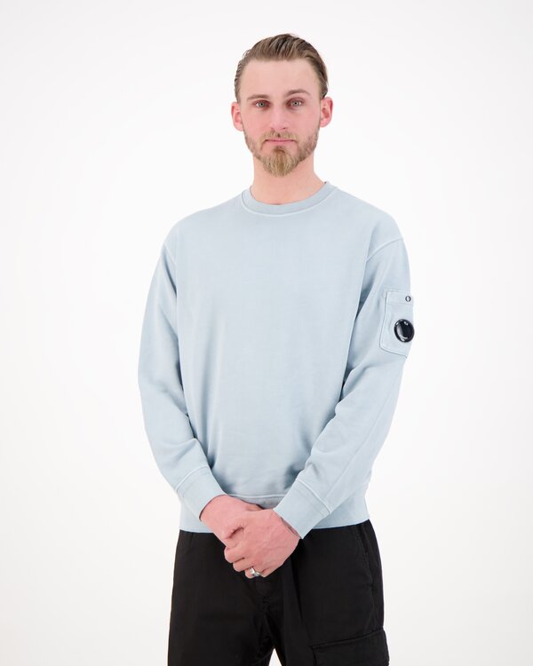 Cotton Diagonal Fleece Pullover Lens Hellblau