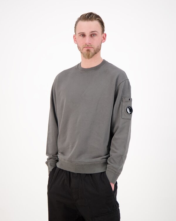 Cotton Diagonal Fleece Crewneck Lens Grey