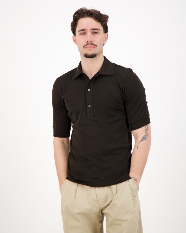 Lim 3B FR 30 Lange Mouw Polo Chocolade