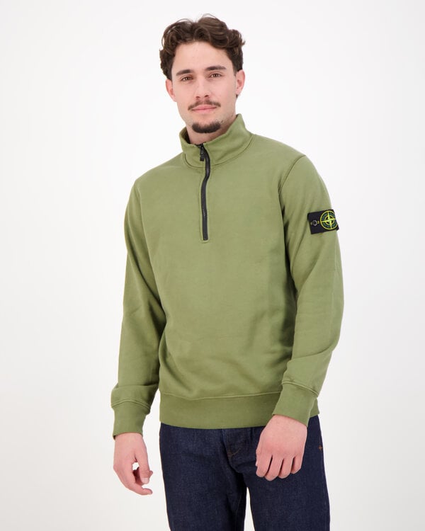 6100070 Organic Cotton Fleece Half-Zip Militaire