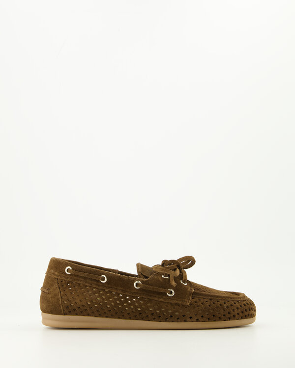 Boat Loafer Perforated Donker Bruin