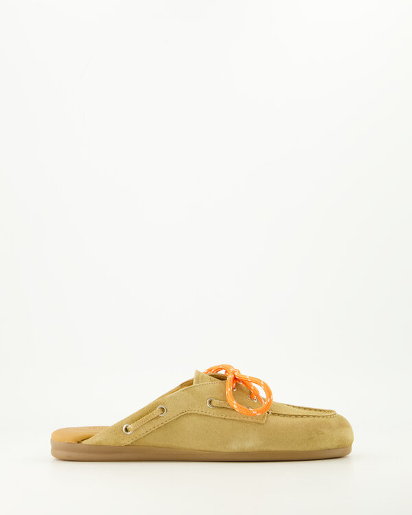Boat Loafer Mule Suede Tan