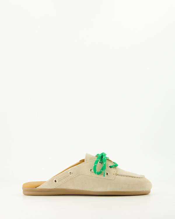 Boat Loafer Mule Suede Ligt Taupe
