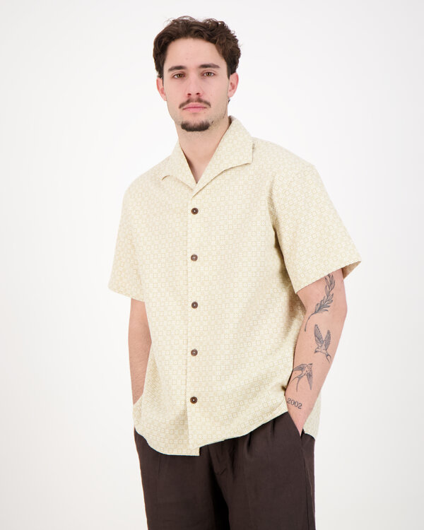 Chemise Graphique Short Sleeved Overshirt Beige
