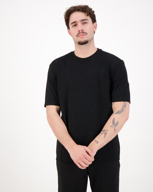 Mens Knitted T-shirt Zwart