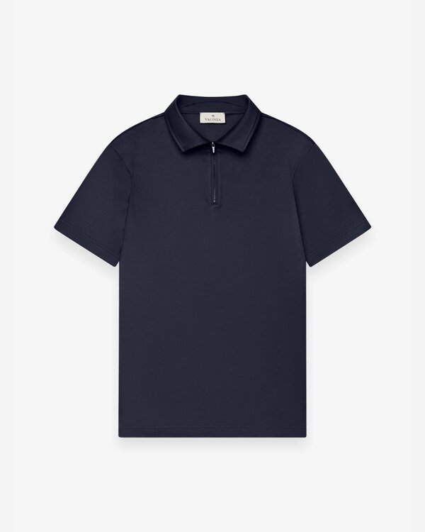 Supima Polo Zip Collar S/S Marine
